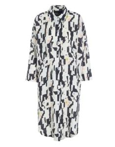 Vestido Camisa BITTE KAI RAND Lino Grande Estampado Abstracto Bolsillos Ala de Murciélago £350 - Imagen 1 de 6