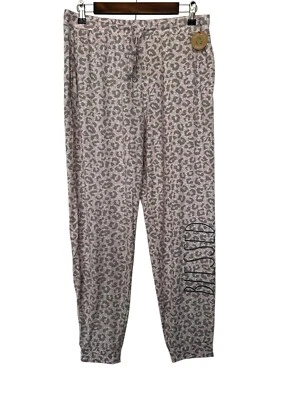 Pantalones de Pijama Rae Dunn Para Mujer Talla L BENDECIDOS Rosa Leopardo Cordón Foto 1 de 4