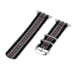Schwarz/Grau/Orange - 2 Stück Classic SS Nylon Uhrenarmband für 42mm Apple Watch - Bild 1 von 1