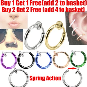 Anillo falso con clip de resorte en la nariz aro labio anillo hélice aro oreja anillo falso aro - Imagen 1 de 18