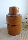 Antique treen pot w. screw on lid & shot glass inside inside, Victorian boxwood