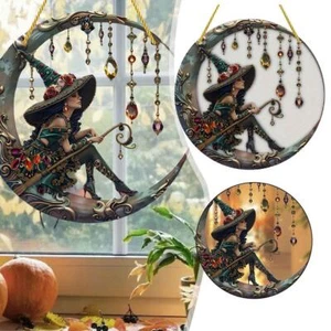 DE. Bruja de Halloween con Luna Ventana Atrapasol, Bruja Ventana Colgante Decoraciones - Imagen 1 de 10