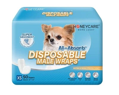 50 Pack Waist Disposable Dog Diapers Male Wraps Belly Bands Pet Soft All Sizes - Image 1 of 4