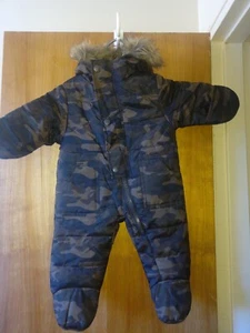 Rothschild Faux Fur Hood Snowsuit Green Camouflage Unisex Baby Infant 3-6 Months - Picture 1 of 3