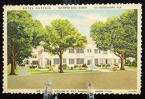 Postal Hotel Gayfair Florida FL Lino Usado Sin Publicar Genial Anuncio  - Imagen 1 de 6