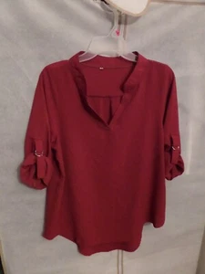 Rotes Damen-Freizeit-Top-Shirt Mode Bluse Kleidung-Größe S-Kurz- oder Langarm - Bild 1 von 3