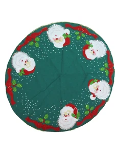 Falda Árbol Vintage Bucilla "Jolly Santa Faces" 44" ~ Completa ~ Nunca Usada - Imagen 1 de 7