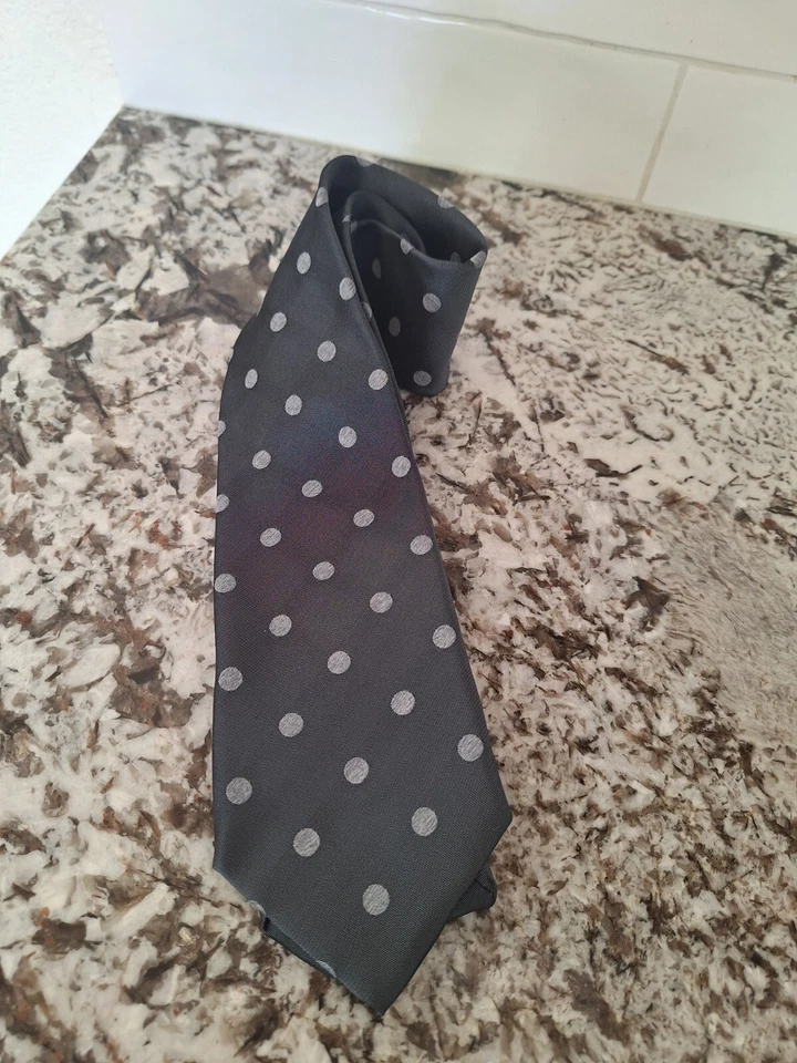 Corbata Paul Smith Cuello Gris Seda Blanco Lunares Fina Italia Foto 1 de 4