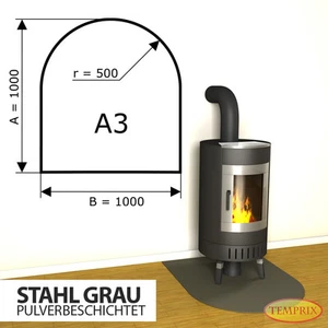 Kaminbodenplatte & Ofenblech Stahl grau Funkenschutzplatte für Kamin & Ofen | A3 - Bild 1 von 5