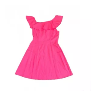 Vestido para mujer ASOS rosa con volantes de lino línea A bolsillos delanteros talla 6 nuevo con etiquetas - Imagen 1 de 8