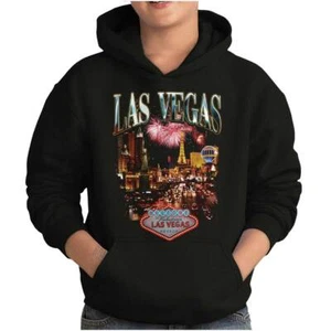 Cool Las Vegas Strip Nevada Fireworks Show Youth Hooded Sweatshirt Boy or Girl - Picture 1 of 7