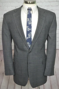 CHAPS Mens Gray HOUNDSTOOTH CHECK Wool Sport Coat Blazer Jacket SIZE 44L - Picture 1 of 7
