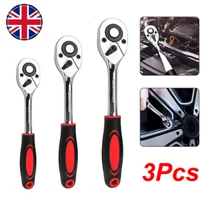 3PCS 1/2" 3/8" & 1/4" RATCHET SET DRIVE HEAVY DUTY RATCHET SOCKETL UK - Picture 1 of 12