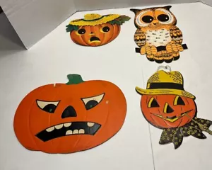 Vintage Halloween Troquelados 2 Luhrs Grabado Jack O Linterna y 2 Otros Búho y JOL - Imagen 1 de 18