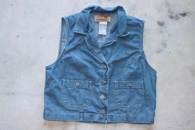Chaleco de algodón vaquero con cuello abotonado azul talla 12 Studio Ease de colección para mujer Foto 1 de 2