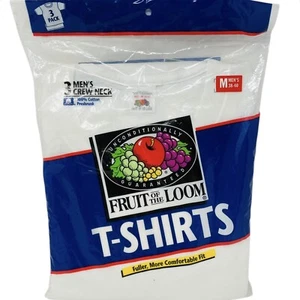 Vintage Fruit Of The Loom White Shirts 3 Pack Size Mens Medium 1996 New - Picture 1 of 3