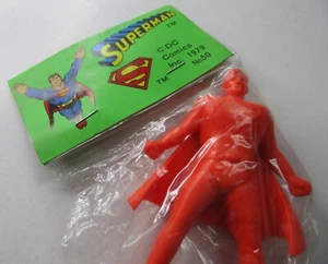 SUPERMAN 1979 Keshigomu Rubber Figure in Bag w/ Header # 50 RARE vintage orange - Picture 1 of 7