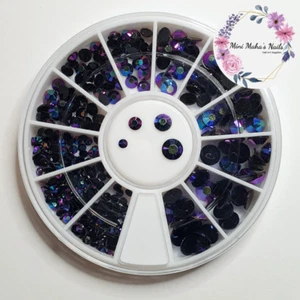 Black Chameleon Flatback Nail Art Rhinestones 4 Sizes Gems Bling Crystals - Picture 1 of 3