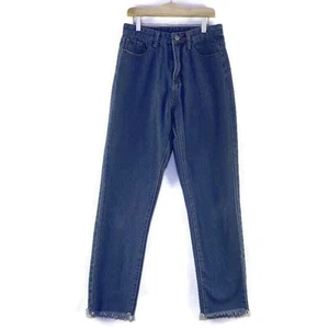 Shein Girls Denim Jeans Size Small Waist 25 Fringed Leg Cuffs - Picture 1 of 12