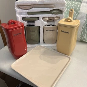 LONGABERGER SET SERVER CONDIMENTI KETCHUP SENAPE MAIONESE GUSTO RARO 32019 - Foto 1 di 8