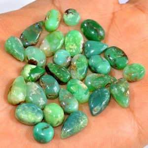 28 Pcs 108 Cts Natural Chrysoprase Cabochon Loose Gemstone Lot 15x6 6x6mm #15935 - Picture 1 of 6