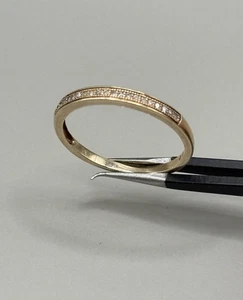 Vintage 10k 417 Gelbgold Diamant Halb Eternity Band Ring Größe 7 Fein Nachlass - Bild 1 von 10
