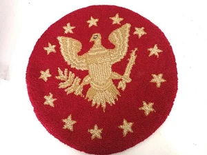 Vintage Handmade Round Hand Hooked Chair Pad / Coushion Eagle Folk Art Patriotic - Picture 1 of 4