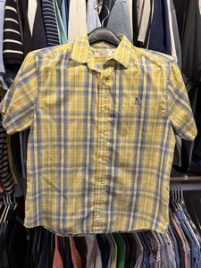Original Penguin Short Sleeve Plaid Yellow Button Down Shirt, Size L Classic Fit - Picture 1 of 3