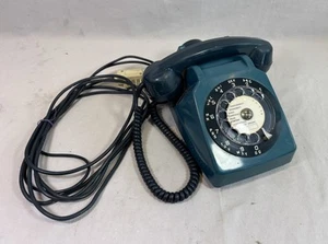 Ancien Téléphone fixe BLEU Vintage SOCOTEL S 63 à cadran Année 1974 - Zdjęcie 1 z 10
