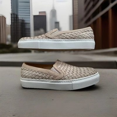 M. Gemi Women’s Size 9/39.5 Beige Woven Leather Slip-Ons Sneakers Made in Italy - Image 1 of 4