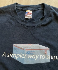 Vintage USPS Promo Postal Service Priority Flat Rate Box Logo Made In USA Sz L - Picture 1 of 3