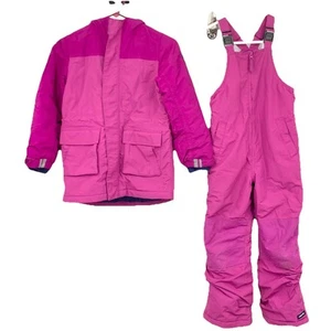 Lands End Girls Size Small 6 7 Set 2 Piece Jacket Snow Pants Squall Pink Coat - Picture 1 of 10