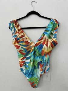 LENNY NIEMEYER ONE PIECE BATHING SUIT TROPICAL BIRD FEATHERS PRINT SIZE XS - Picture 1 of 6