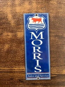 PORCELAIN MORRIS ENAMEL SIGN 8X3 INCHES - Picture 1 of 2
