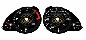 Audi A5 8T MPH+km/h negro con caras de calibre personalizado de panal amarillas - Imagen 1 de 1
