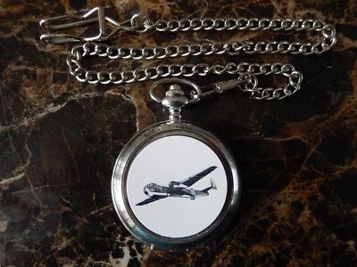 RELOJ BOLSILLO JUNKERS JU88 BOMBARDERO AVIÓN CROMO CON CADENA Foto 1 de 3