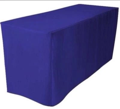 TABLECLOTH MARKET 4' ft. Fitted Polyester Table Cover Tablecloth Trade show Booth DJ - ROYAL BLUE