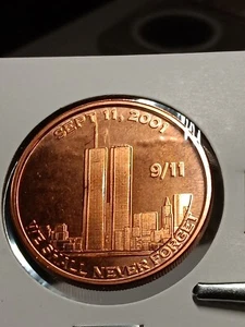 🙂 9/11 We Shall Never Forget 1 oz redondo de cobre 0,999 - Imagen 1 de 2