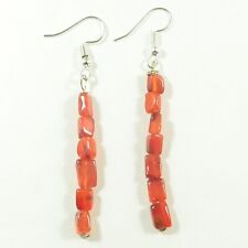 Red Cornaline Gemstone Dangle Earrings, Fancy Beads Elegant Earrings For Jewelry