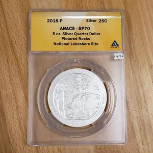 2018-P 5 oz Silver ATB America Beautiful Pictured Rocks Site -ANACS SP 70- F8732 - Picture 1 of 4