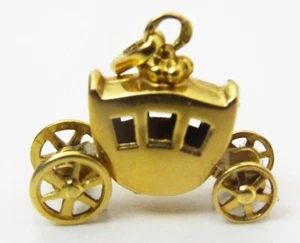 Vintage 18 Karat Gold Aschenputtel Wagen Charm - Bild 1 von 6