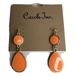 Carole Inc. Pierce Ohrring goldfarben Metall mit orangefarbenen Steinen hängen - Bild 1 von 4