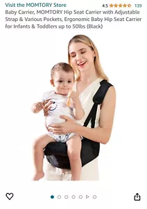 Momtory baby carrier Hip Seat Adjustable Pockets 50lbs 6 To 36 Months - Picture 1 of 16