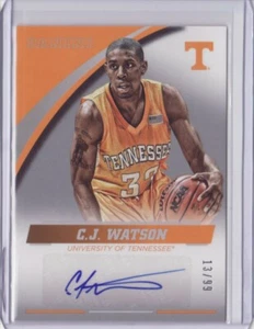 2016 Panini Collegiate Tennessee Autograph Silver C.J. Watson /99 Auto CJ FlatSH - Picture 1 of 10
