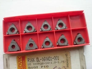 9 Sandvik threading inserts R166.0L-16VW01-001 S10T (whit 55 int RH partial form - Picture 1 of 2