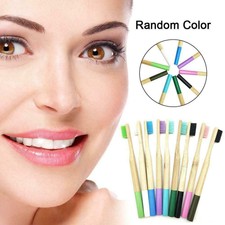 Bamboo Toothbrush Pack of 5 Family Round Natural Colours Oral Vegan Eco 201 N9I4