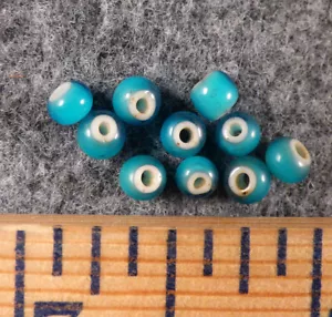 10 Original Plains Sky Blue Indian White Heart Trade Beads Venetian Pre-1800 - Picture 1 of 4