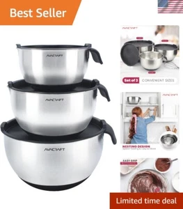 18/10 Stainless Steel Mixing Bowls with Lids, non slip silicone base bowls wi... - Picture 1 of 10