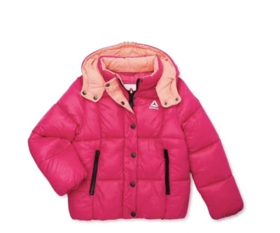 Reebok Girls Pink  Puffer  Winter Jacket NWT Size 10/12 - Image 1 of 3