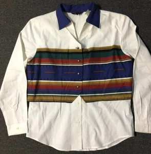 Vintage 90er Roper Lagenlook Button Down Hemd M Azteken Western 80s Cowboy Rodeo USA - Bild 1 von 12